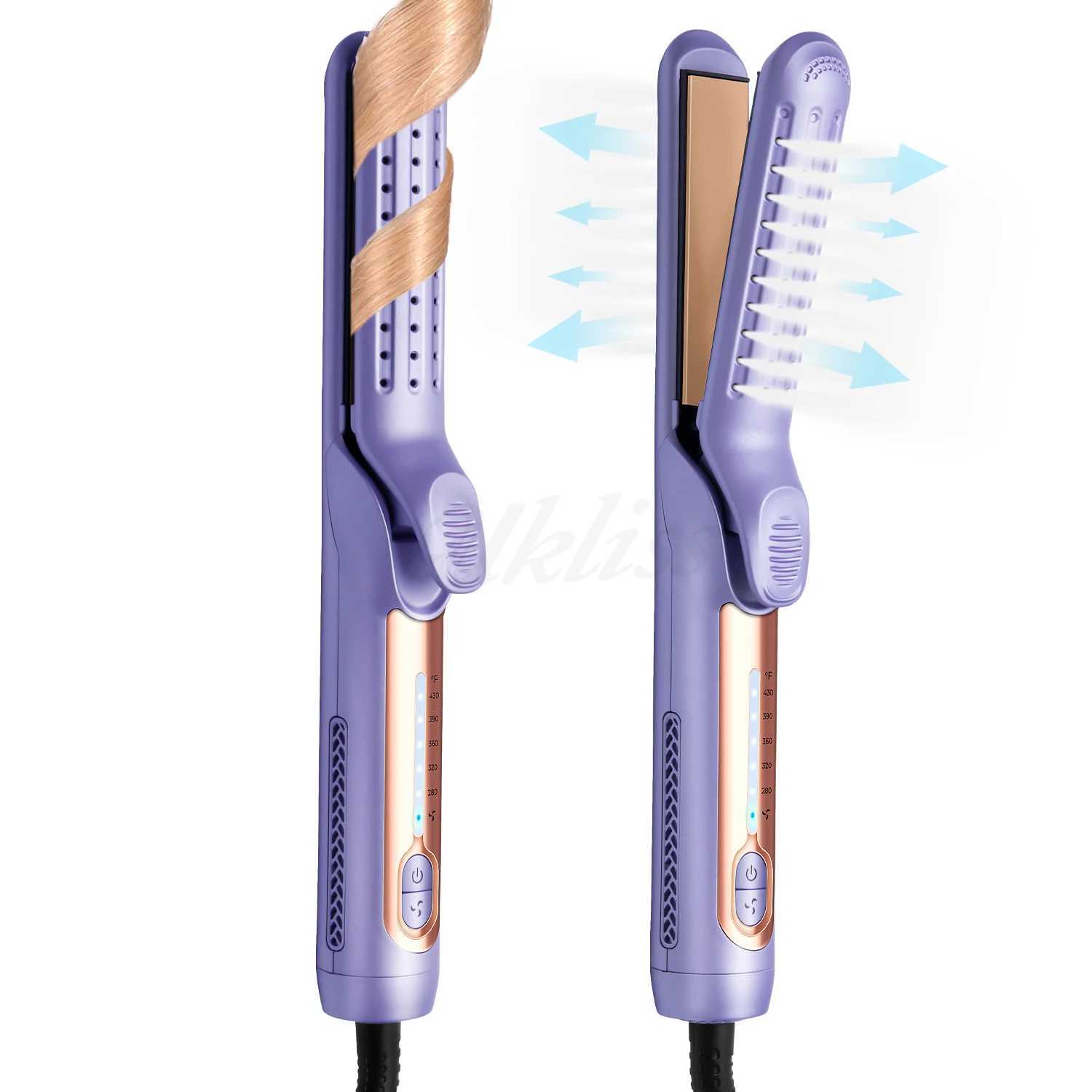 Airflow Styler 2 in 1 Hair Straightener and Curler Cool Air Ceramic Flat Iron Hair Straightening Curling Iron Styling ToolsXJ250621