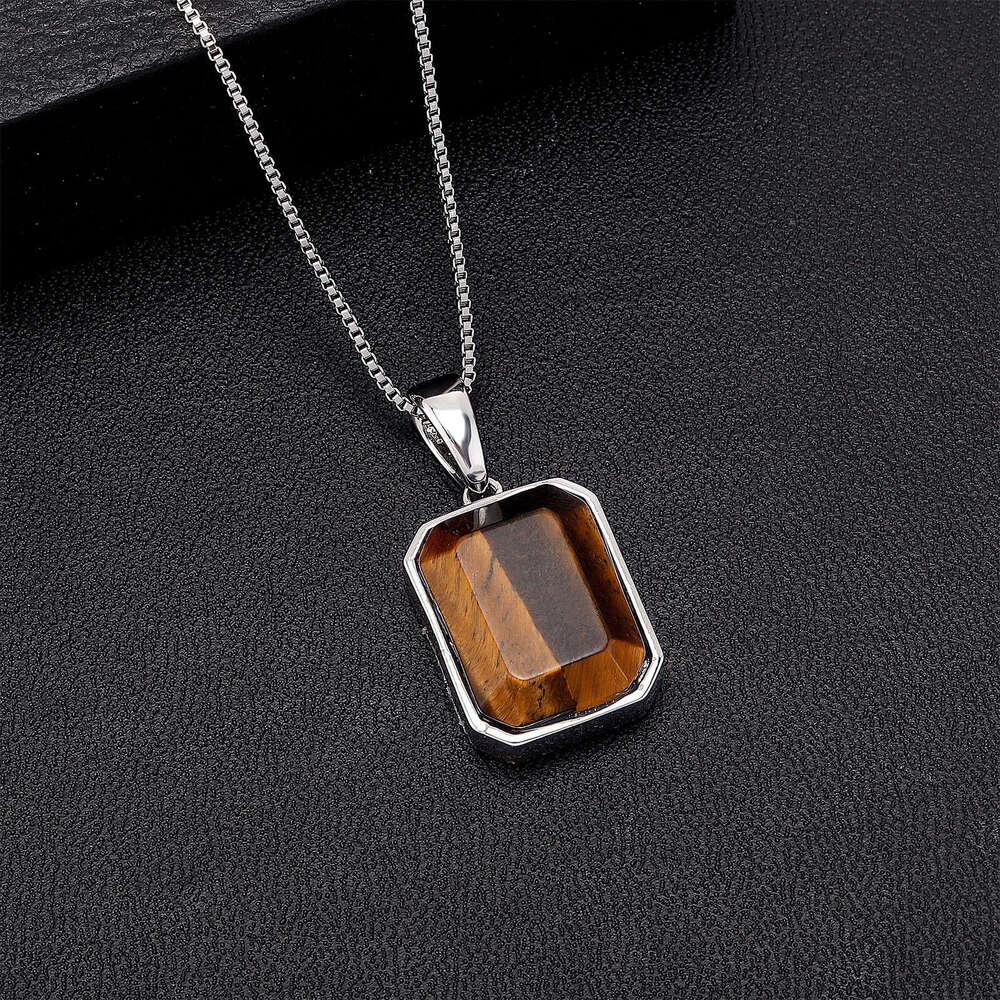 TikTok Live Square Natural Tiger Stone Pendant Solid Large Hanging Ornament Personalized Boyfriend Style Gift Autumn Winter