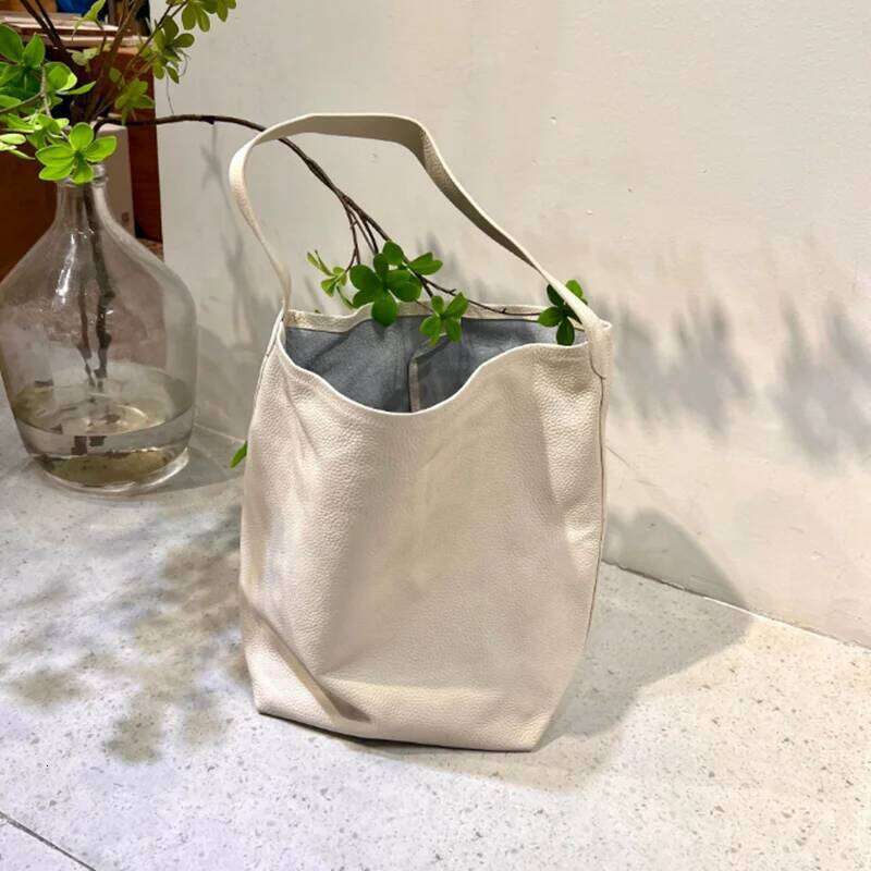 Designer bag Genuine leather women's large capacity commuting Tote high-quality cowhide bucket bag one shoulder handbag