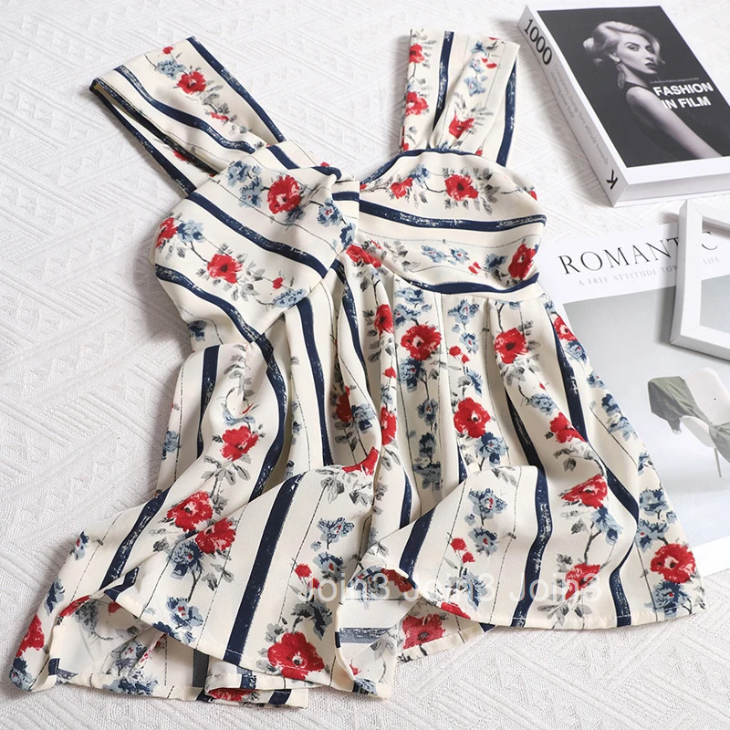 Women's Clothing Floral Vest Tunic Sleeveless Summer Tanks Cute Crop Tops Fashion Korean Sweet Camis Casual Plaid Vintage Top