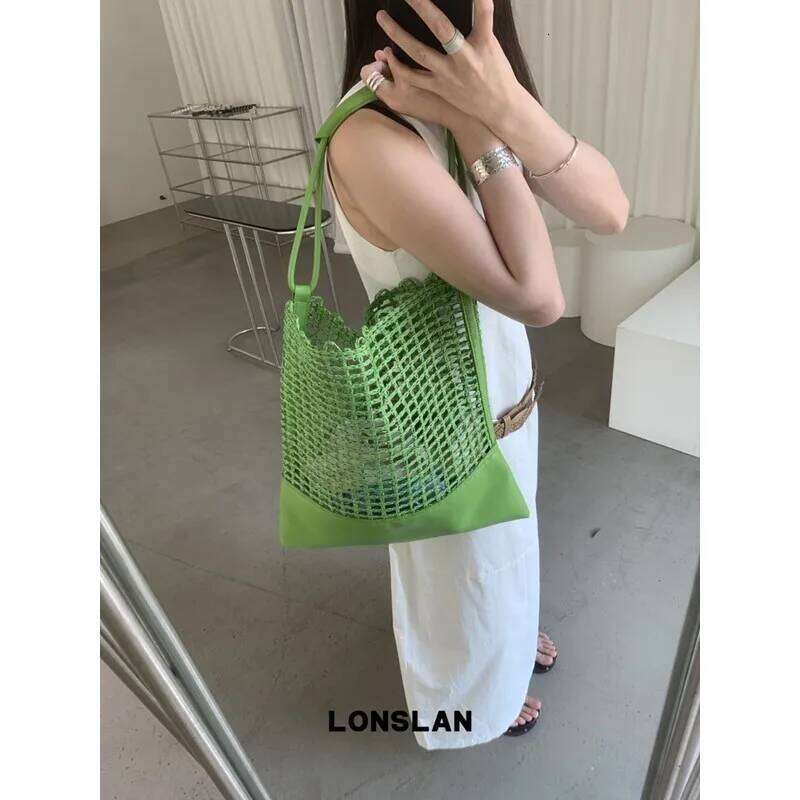 Designer Bag Fashion Hollow Out Straw Women Shoulder Bags Designer Weave Lady Handbag Casual Handmade Summer Beach Large Tote Bag