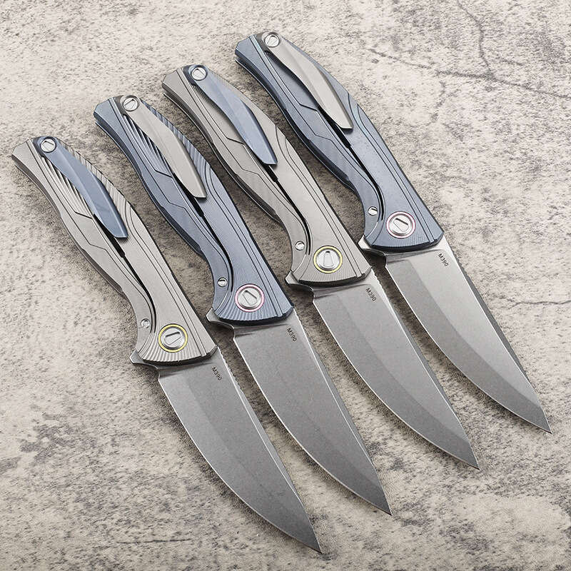 New M390 Steel Folding TC4 Titanium Alloy Handle Camping Self-defense EDC Fishing Fruit knife Collection Survival Knife Tool