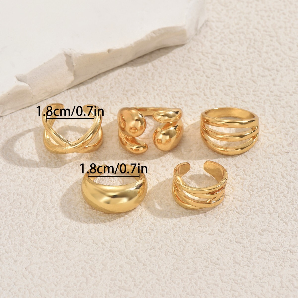Style Wind Set Geometric Line Design Metal Open Ring