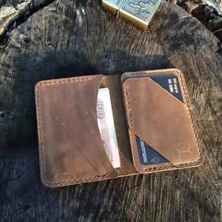 Vintage Original Design Handmade Leather Card Wallet for Men Genuine Leather Short Purse Male Card Holder Z250621