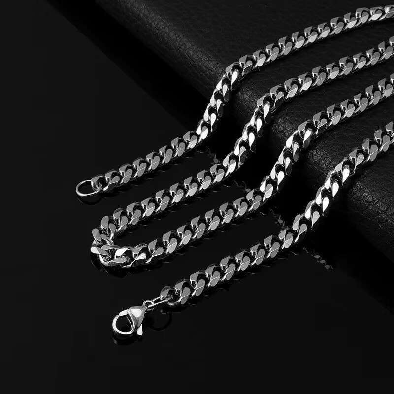 Fashion Cuban Chain 18k Gold Plated Stainless Steel Hip Hop Necklace for Women Men Laminated Gold Jewelry Charms Choker