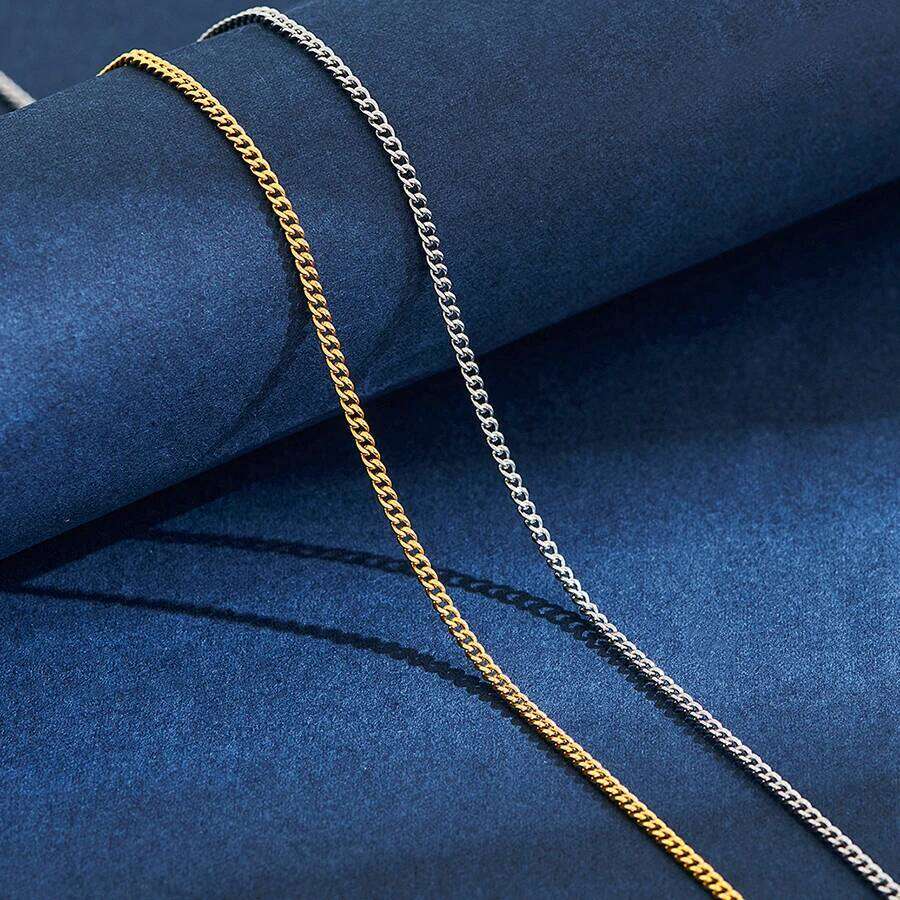 2mm Wide Stainless Steel Link Chain Necklace for Men Women Sier and Gold Color Available Length 14"-30" Good quality