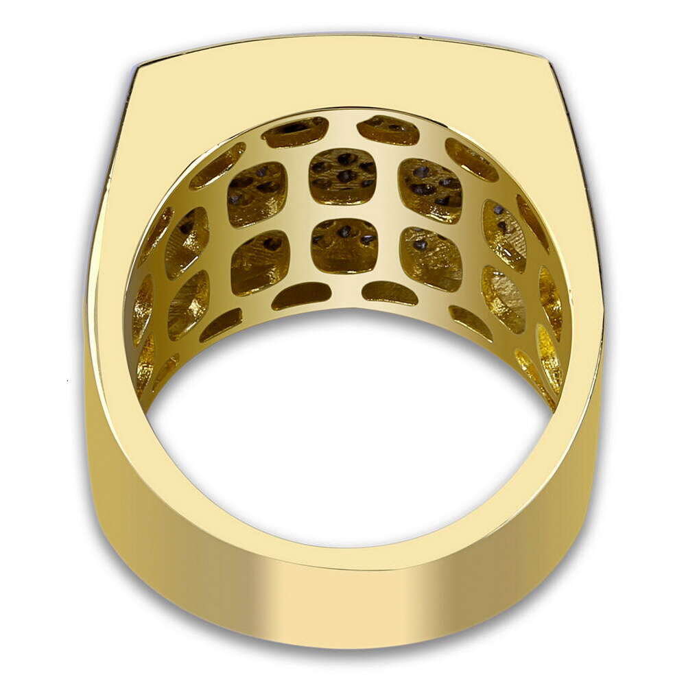 Live Jewelry Street Cuban Full Diamond Square for Men Ins Trend Hip Hop Personality Index Finger Ring