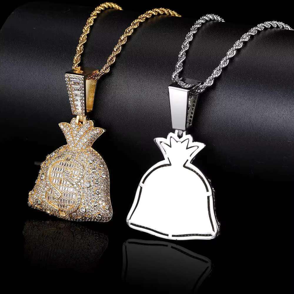Customizable 925 Sterling Silver Money Bag Moissanite Pendant for Men Fine Jewelry Iced Out Hip Hop Style Necklace