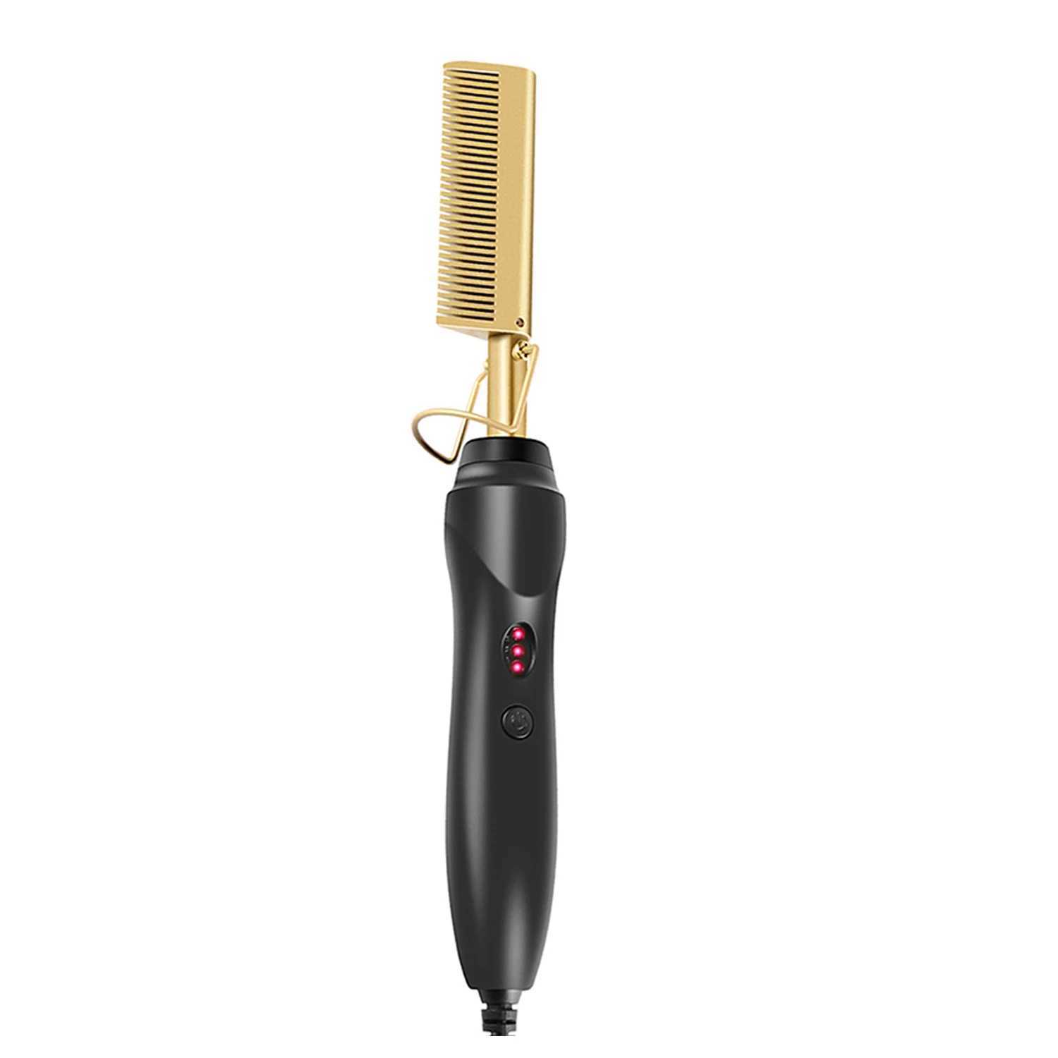 Hot Comb Electric Hair Straightener Brush Pressing Electric Hot Comb Titanium Copper Hair Curling CombXJ250621