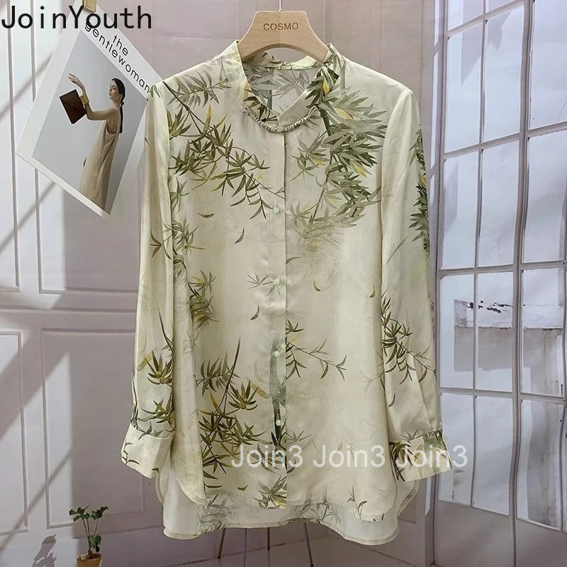 2025 Blusas Mujer De Moda Vintage Blouses for Women Chinese Style Stand Neck Print Shirts Long Sleeve Loose Temperament Tops