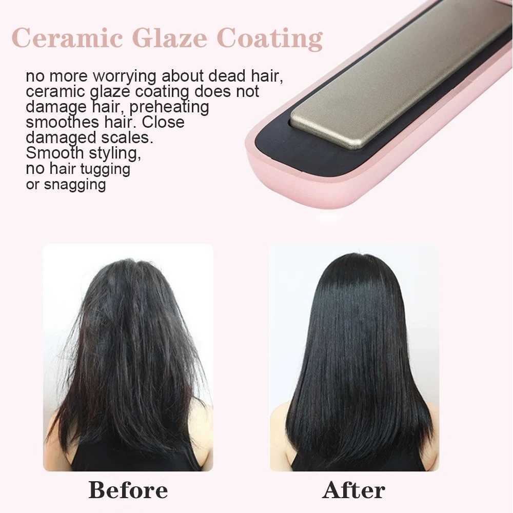 Wireless Hair Straightener Mini Curling Iron Fast Warm-up Ceramic Straightening Styling Tool Four-gear Temperature AdjustmentXJ250621