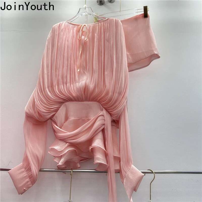 Temperament Robe Femme Korean Chic Dresses for Women O-neck Long Sleeve Solid Color Folds Bodycon Dress Vestidos De Mujer 2025