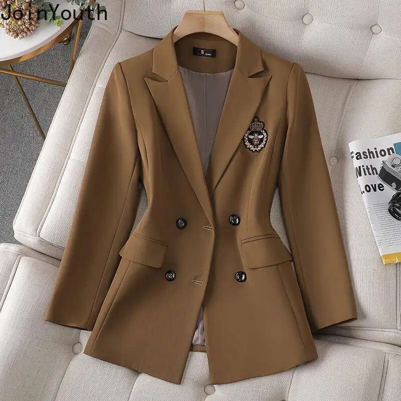 Temperament Skirt Outfits Korean Chic 2 Piece Set Womens Clothing Double-breasted Tunic Jackets High Waist Pleated Mini Skirts