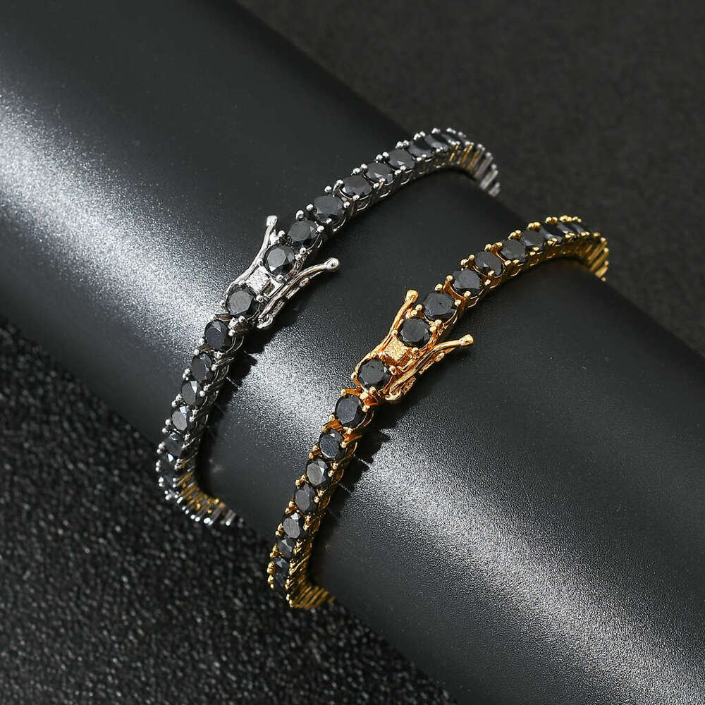 Necklace Hip Hop Gun Black 4mm Single Row Zircon Bracelet Tennis Chain 3c4c