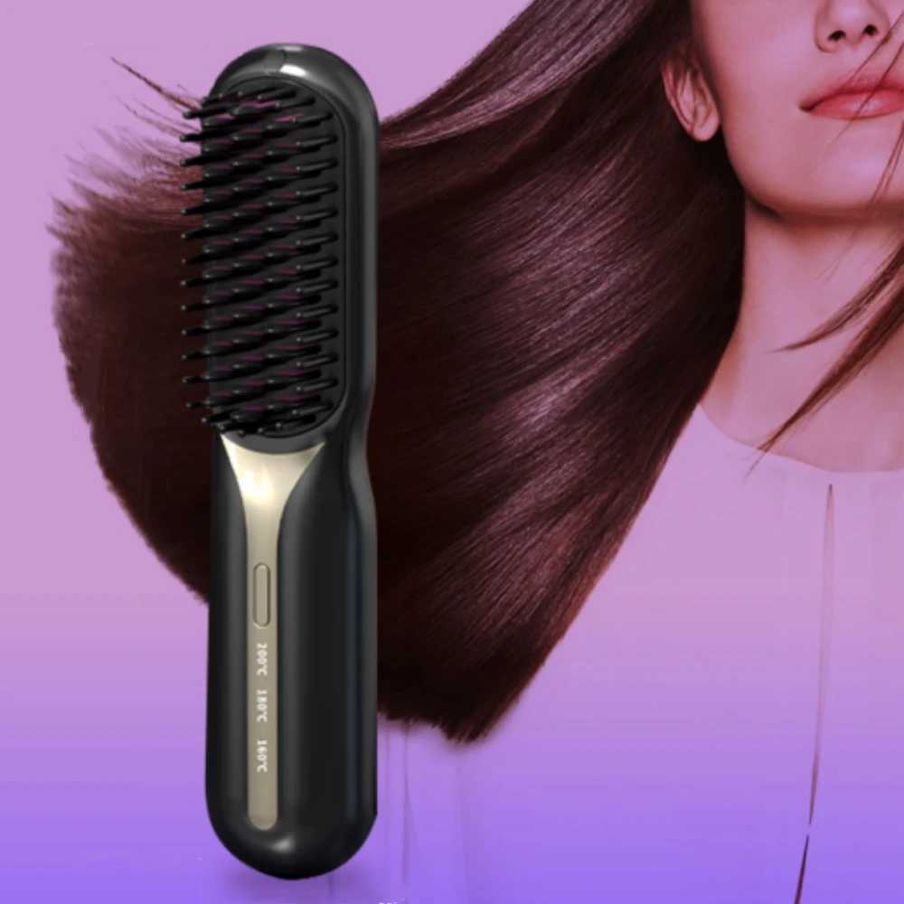 Hair Straightener Brush Anti-Scald Hair Straightener Comb for Women 20s Fast Heating Styling for Home Salon Cordless Hot CombXJ250621