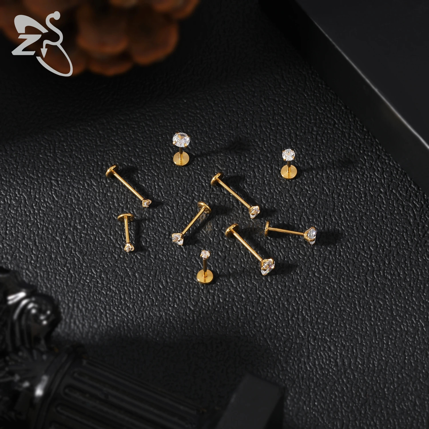 ZS 10 Pcs/lot Plug-In 16/18/20G Stainless Steel Labret Lip Piercing Men CZ Crystal Cartilage Tragus Helix Piercings 6/8/10/12MM 250617