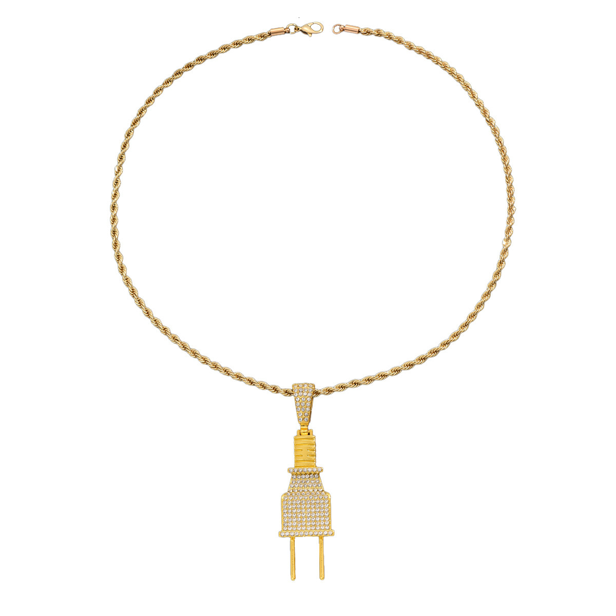 Fashion Trend Men's Necklace Personality Power Plug Pendant Cuban Chain New Exaggerated Choker