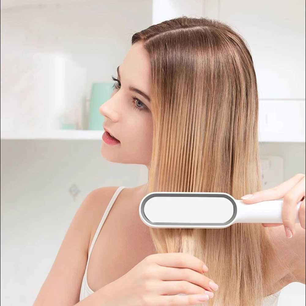Hair Straightener Brush Ring Hair Straightener Comb Straightening Brush for Women with Splint Comb Electric Heating Comb StraiXJ250621