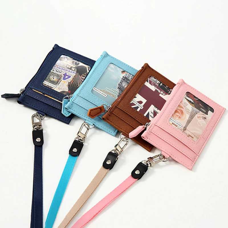 Women Men PU Leather Card Holder Neck Strap Lanyard Business Credit ID Card Badge Wallet Coin Purse Pouch Bus Card Bags Case Z250621