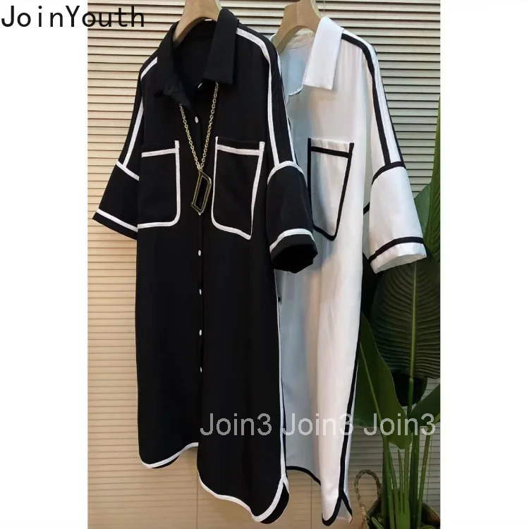 2025 Blusas Mujer De Moda Summer Blouse for Women Oversized Tops Fashion Casual Pockets Shirts Korean Vintage Black Blouses