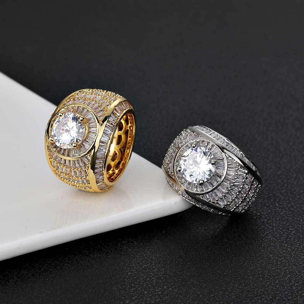 Mixed Zircon Men's Trendy Brand Personality Hip Hop Ring Jewelry 1eaa