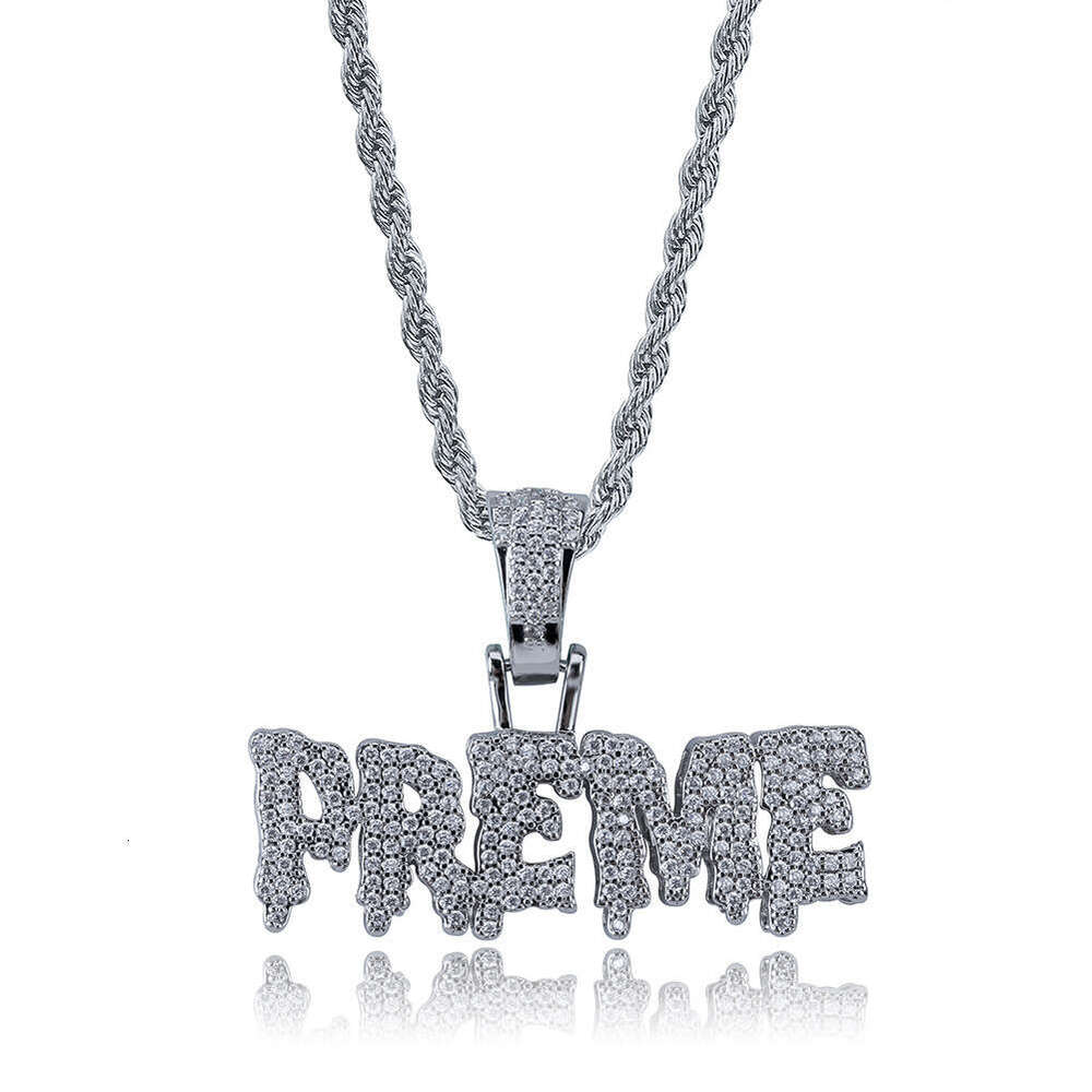 English Alphabet Full Dia Pendant Necklace for Men and Women, Trendy Ins Style
