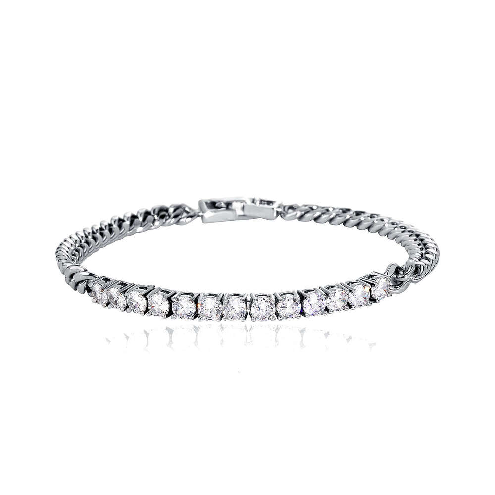 Jin Ao Unisex Anchor Internet Celebrity Outfit Color-Retaining Zircon Splicing Bracelet Necklace INS Style Simple Punk Cuban Chain