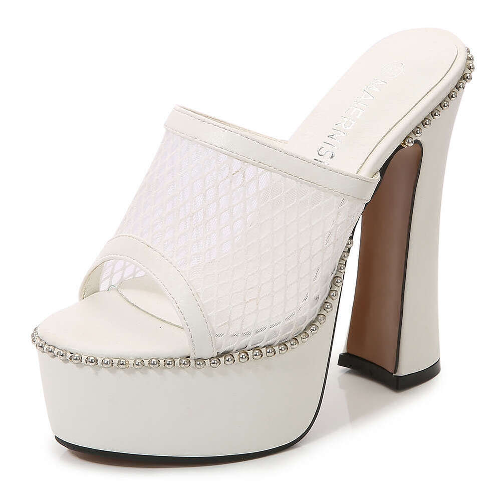 New Style Mesh Waterproof Platform High Heels Thick Heel Outdoor Fairy Fashion One-Strap Sandals