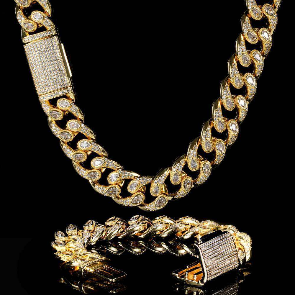 Hip Hop Jewelry Eye Zircon Men's Necklace High-Quality Micro-Paved Dia Trendy Cuban Bracelet 8fa6