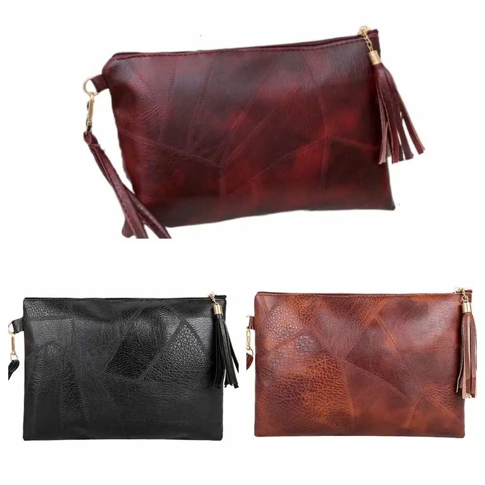 Casual Tassel Handheld Bag Korean Style Solid Color Zipper Coin Purse PU Leather Handbag Small Item Bag Men 250617