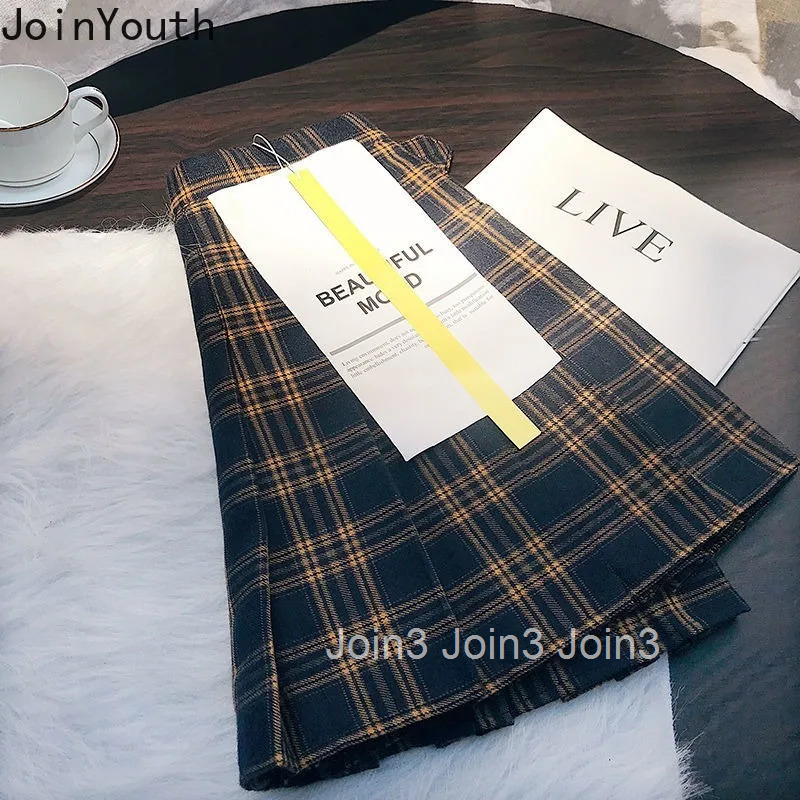 Vintage Skirts for Women 2025 Faldas Mujer De Moda Fashion Sweet Japanese Saia High Waist A-line Jupe Plaid Pleated Mini Skirt