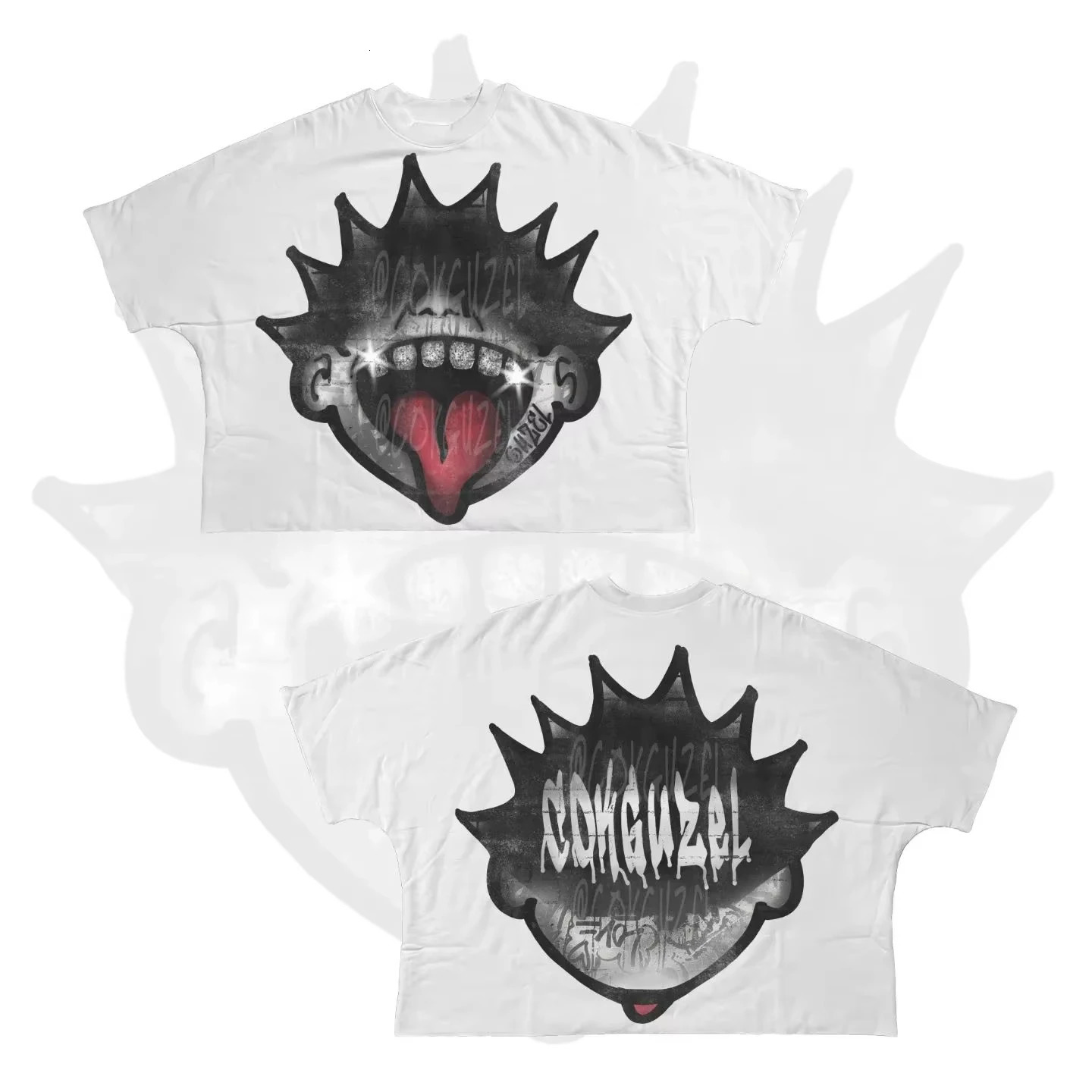 Y2K Short Sleeve Men Women Harajuku Gothic Cartoon Characters Graphic Printed Oversized T Shirt Hip Hop Cotton Drop Sleeves Tops 250614