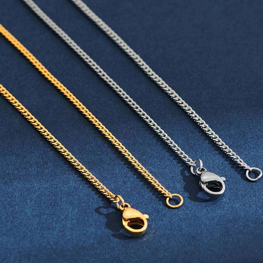 2mm Wide Stainless Steel Link Chain Necklace for Men Women Sier and Gold Color Available Length 14"-30" Good quality