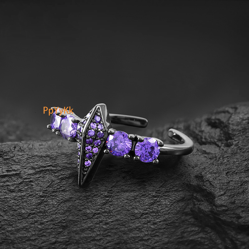 Luxury Jewelry Unique Design Hip Hop Dark Style Irregular Cross Geometric Adjustable Ring Unisex Versatile Couple Finger Ring