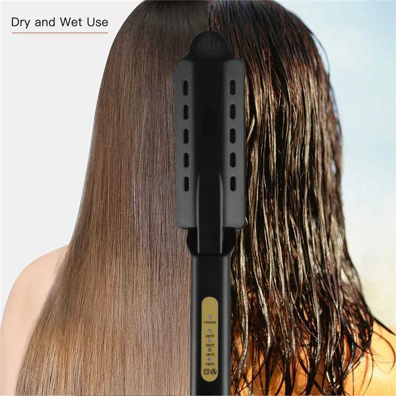 Wide Plate Flat Iron Professional Titanium Alloy Hair Straightener Temperature Adjustable Straightening Venting Styling ToolXJ250621