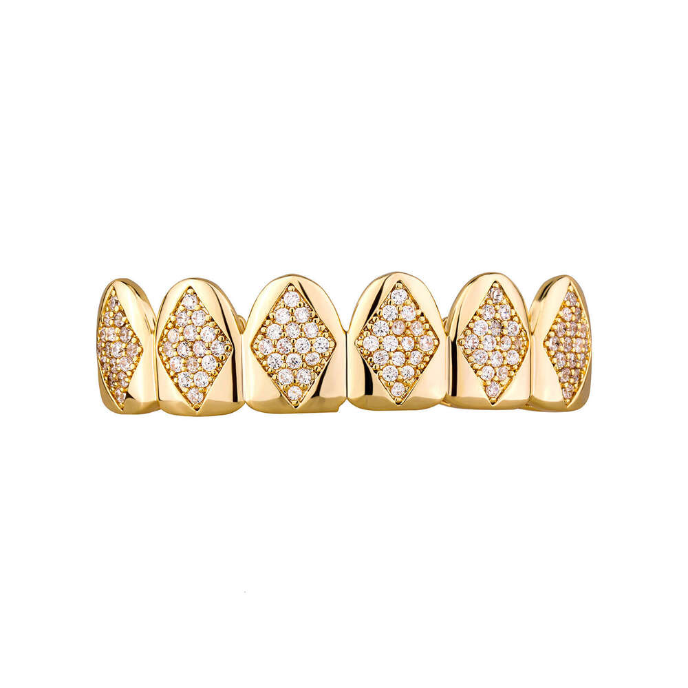 Micro Paved Sparkling Zircon Hip-Hop Dia-Shaped Braces Men and Women Suitable for Cosplay Role-Playing Teeth Accessories Jin Ao Jewelry