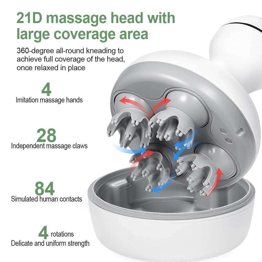Electric 3D Head Deep Tissue Promote Hair Growth Antistress Relax Body Neck Massage Health Care Wireless Scalp Massager