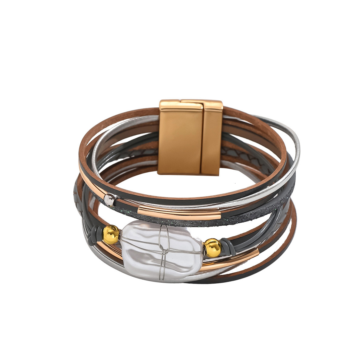 Fashion Commuter Style Women's Simple Multi-Layer Design Pearl Mother-Of-Pearl Bracelet