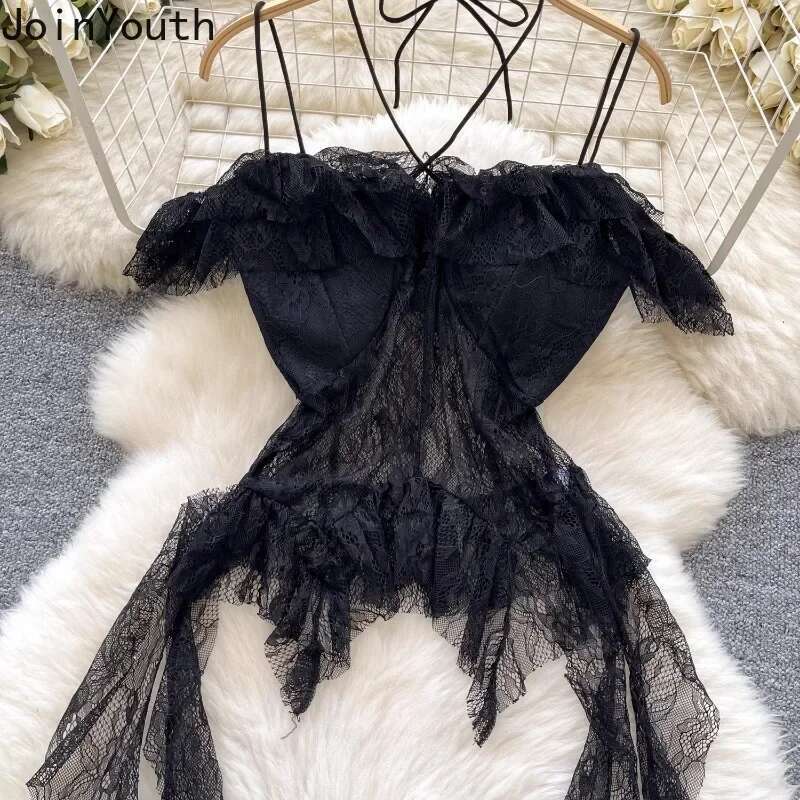 2025 Ropa Mujer Y2k Top Streetwear Sexy Vest Tunic Tassel Fashion Camis Crop Tops Lace Embroidery Summer Tanks Women Clothes