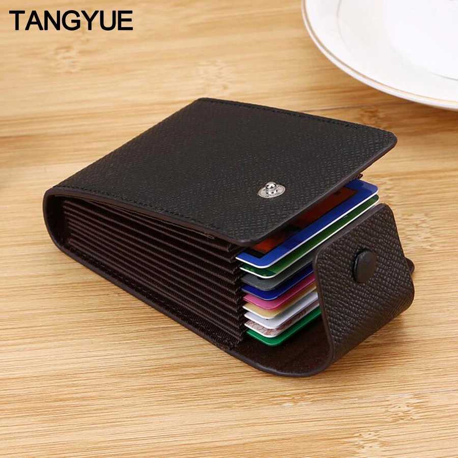 TANGYUE Men Holder Leather Purse for Cards Case Wallet for Credit ID Bank Card Holder Women Cardholder and Coins Z250621