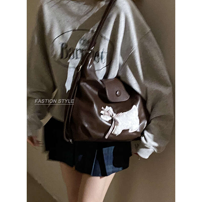 Niche Tote for designer bag Women 2024 New Korean Cute Puppy College Style Backpack Large Capacity Shoulder Bag