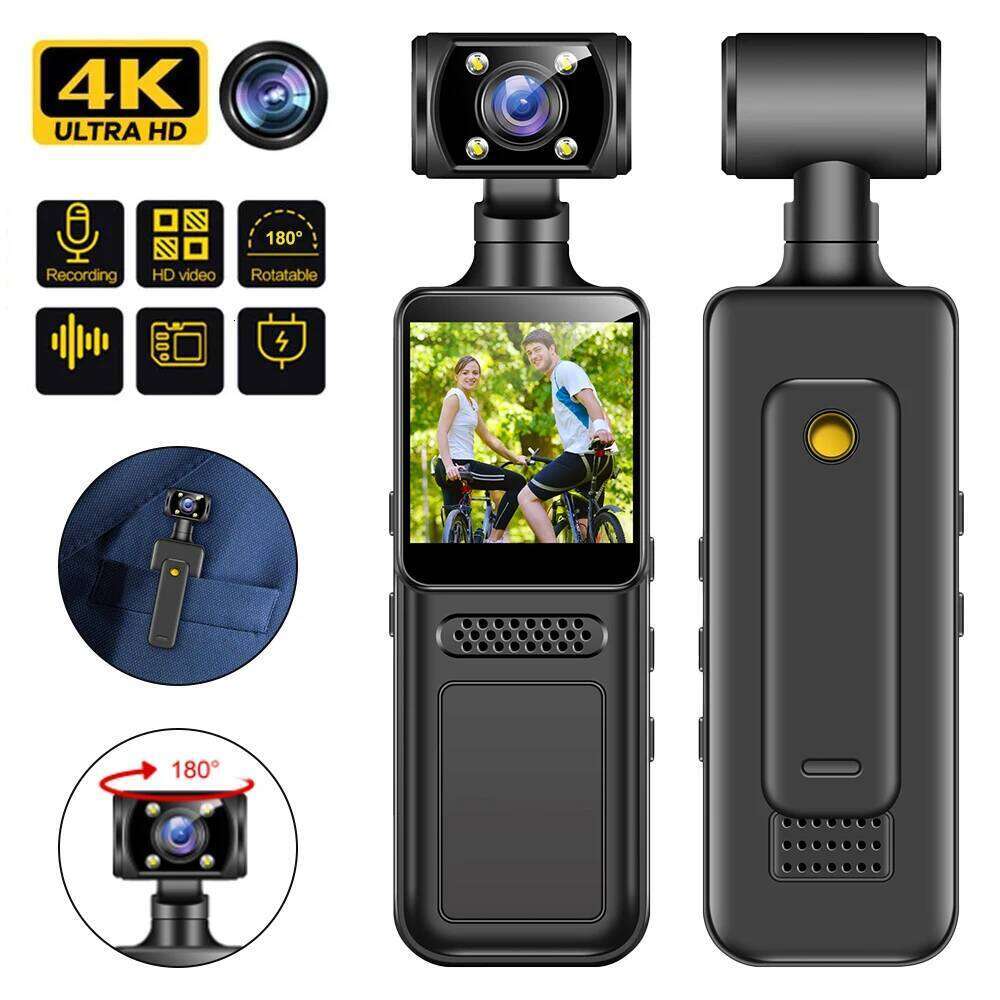 128GB 4K Ultra HD Action Mini Camera 180 Rotatable Vlog Wifi Sports Cam Waterproof Case Helmet Travel Bicycle Driver Recorder