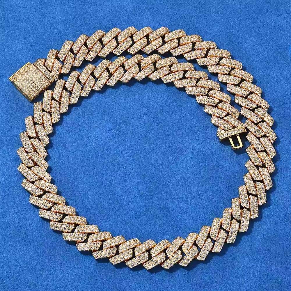 Hot Sale Hip Hop S925 Silver Necklace 14mm Rhombus Cuban Chain Men Personalized Accessory Link Chain Necklace