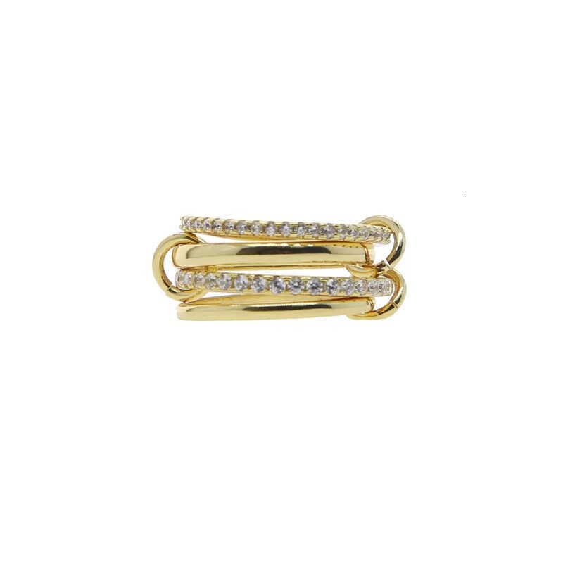 Interlocking Stacking Rings 925 Silver or Copper Inlaid with Zircon Panyu Quality Fully Hand Polished