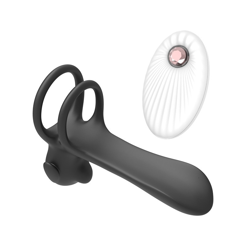 Unisex Vibrating Delayed Licking Dog Electric Locking Double Ring Sleeve Wireless Adult Male Products Toys