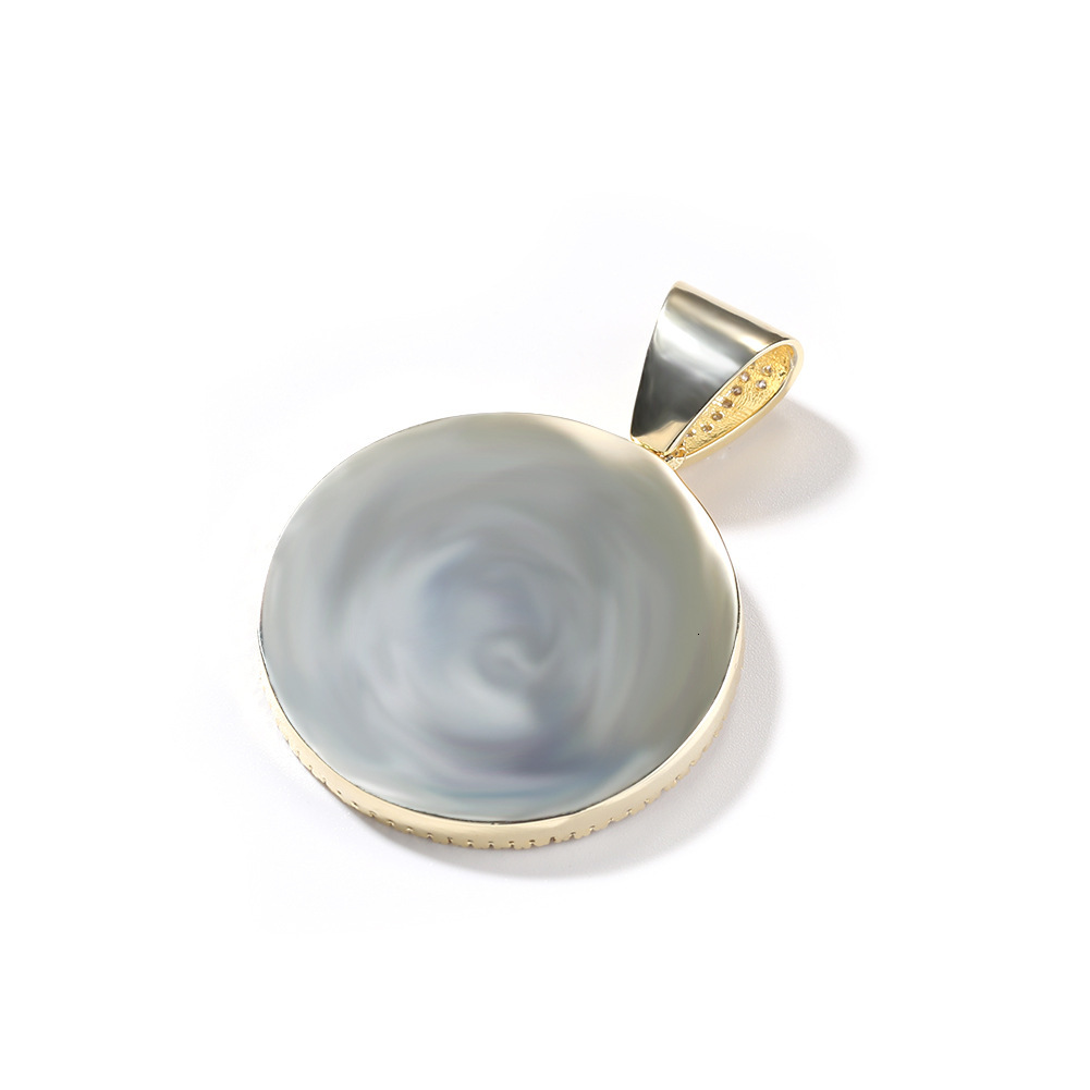 Bling Letter Disk Round Pendant Necklace Diamond Studded Hip-hop Necklace Ins Street Mens Fashion Accessories Wolf Tide Rapper Hip Hop Punk Rock Jewel