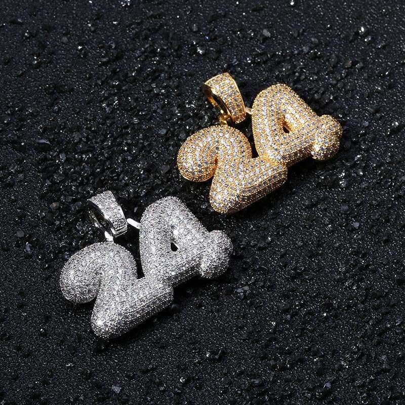 Hip Hop Number 24 Pendant Micro Paved Zircon Men's Trendy Ins Accessories