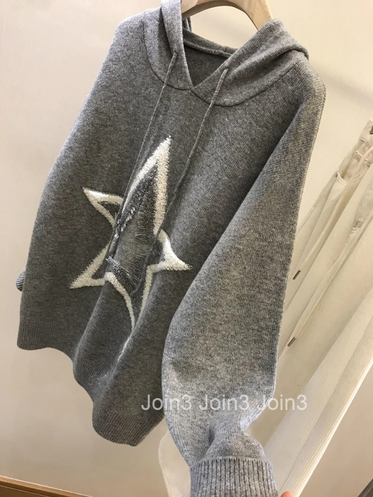 Thicked Warm Pullovers for Women Sueter Mujer Streetwear Fashion Tassel Star Pull Femme Hooded Knit Sweater Tops Korean Jumper