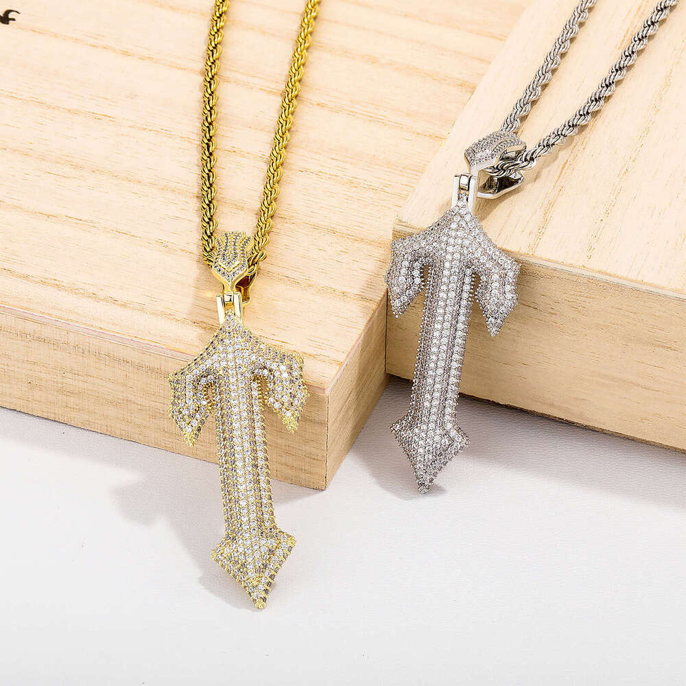 Jin Ao New Hip-Hop Cross Pendant with Zircon Inlay Trendy Rap Style Wearable Tennis Cuban Chain