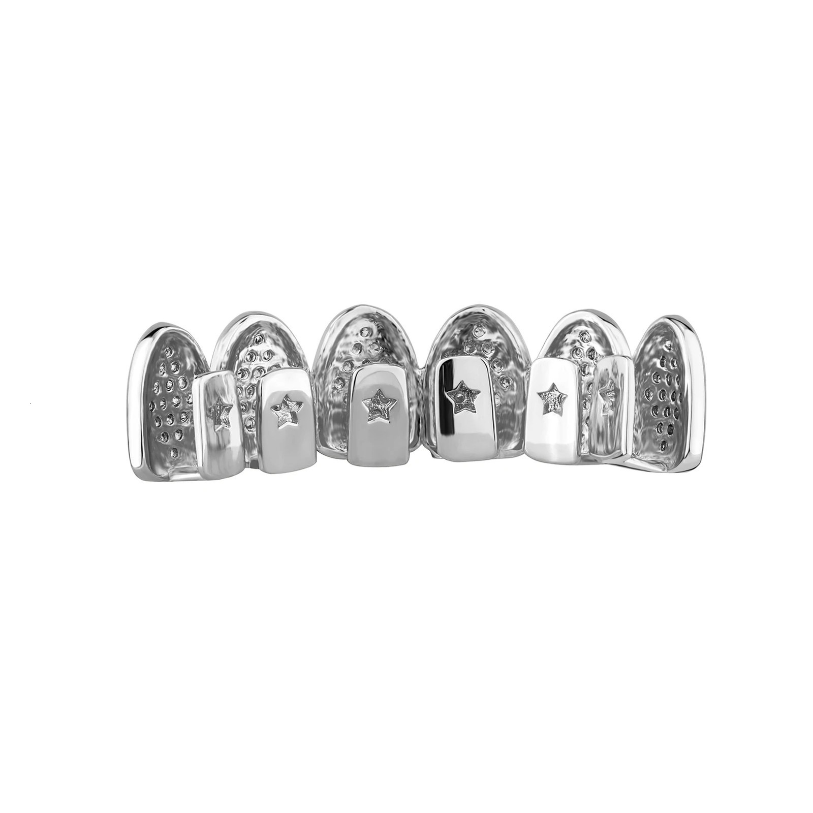 GUCY Hip Hop Teeth Set For Unisex Top Bottom Mouth Grills Shiny CZ Fashion Jewelry Gift 250613